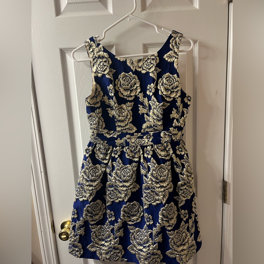 Ark & Co Cocktail Dress Royal Blue & Gold Size Small